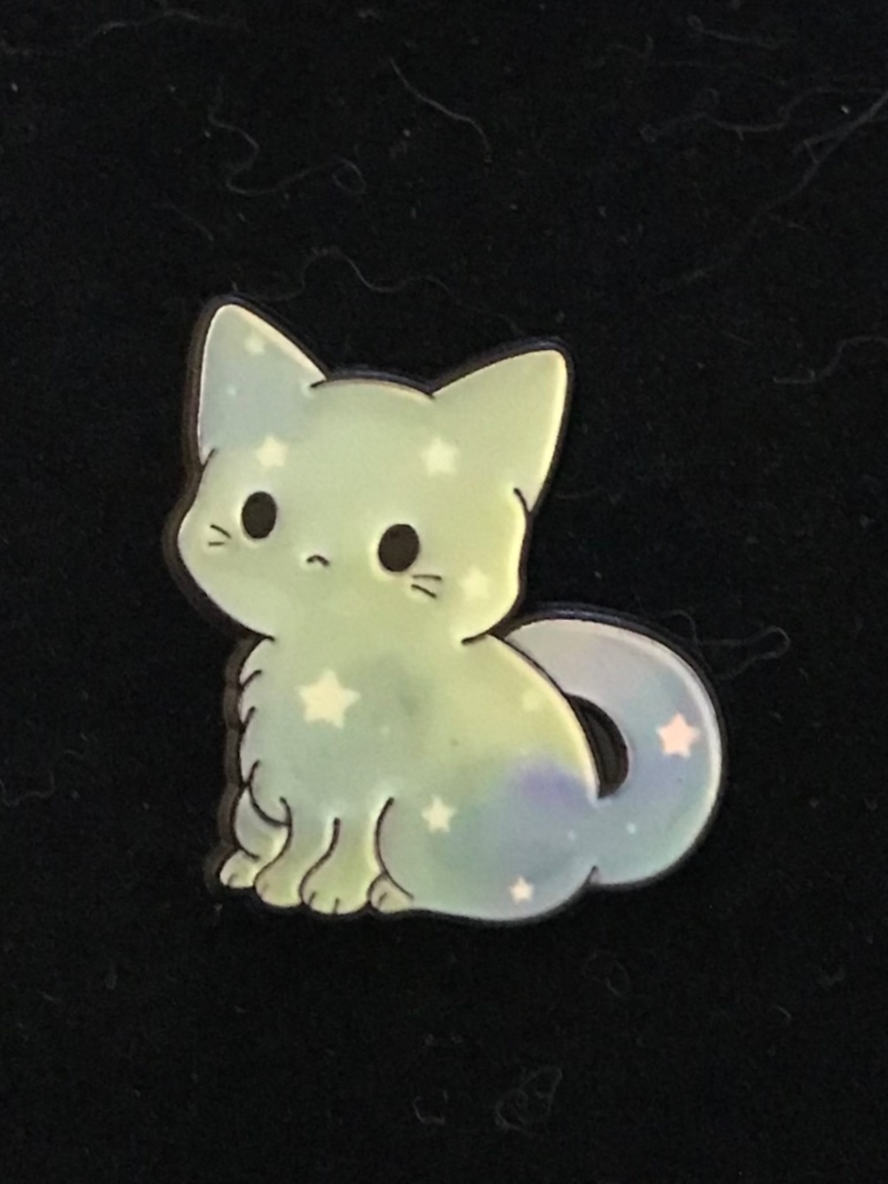 NWOT green and blue cosmic cat pin (pins: 1/$12, 2/$20)